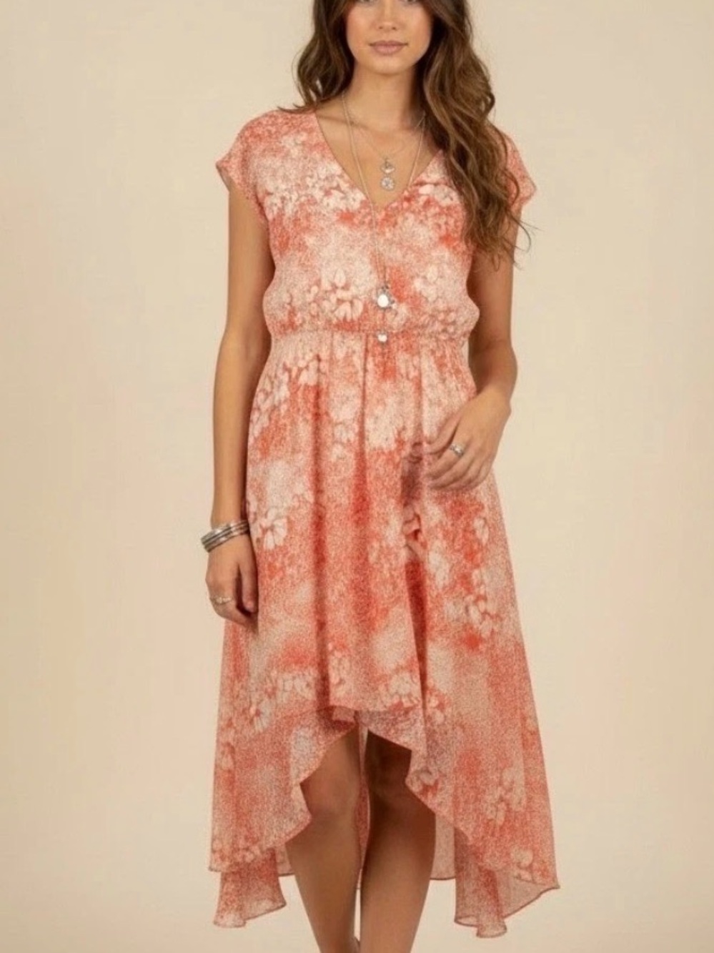 Sundance “Avonlea” Silk Coral Floral Dress 4 NWOT